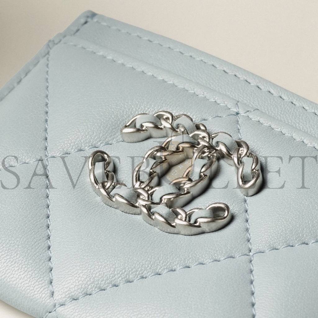 CHANEL CHANEL 19 CARD HOLDER SILVER HARDWARE  AP1167 B07327 NG752  (11.2*7.5*0.5cm)